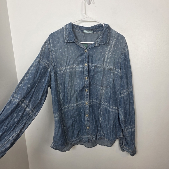 NEW Maurices Blue White Long Sleeve Button Up Western Rodeo Cowgirl Shirt Sz XL - Picture 3 of 11